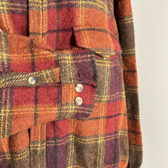 VINTAGE NORTHEAST TERRAIN COMPANY WOOL WOOL FLANNEL PLAID SHIRT SIZE XL - Picture 6 of 11